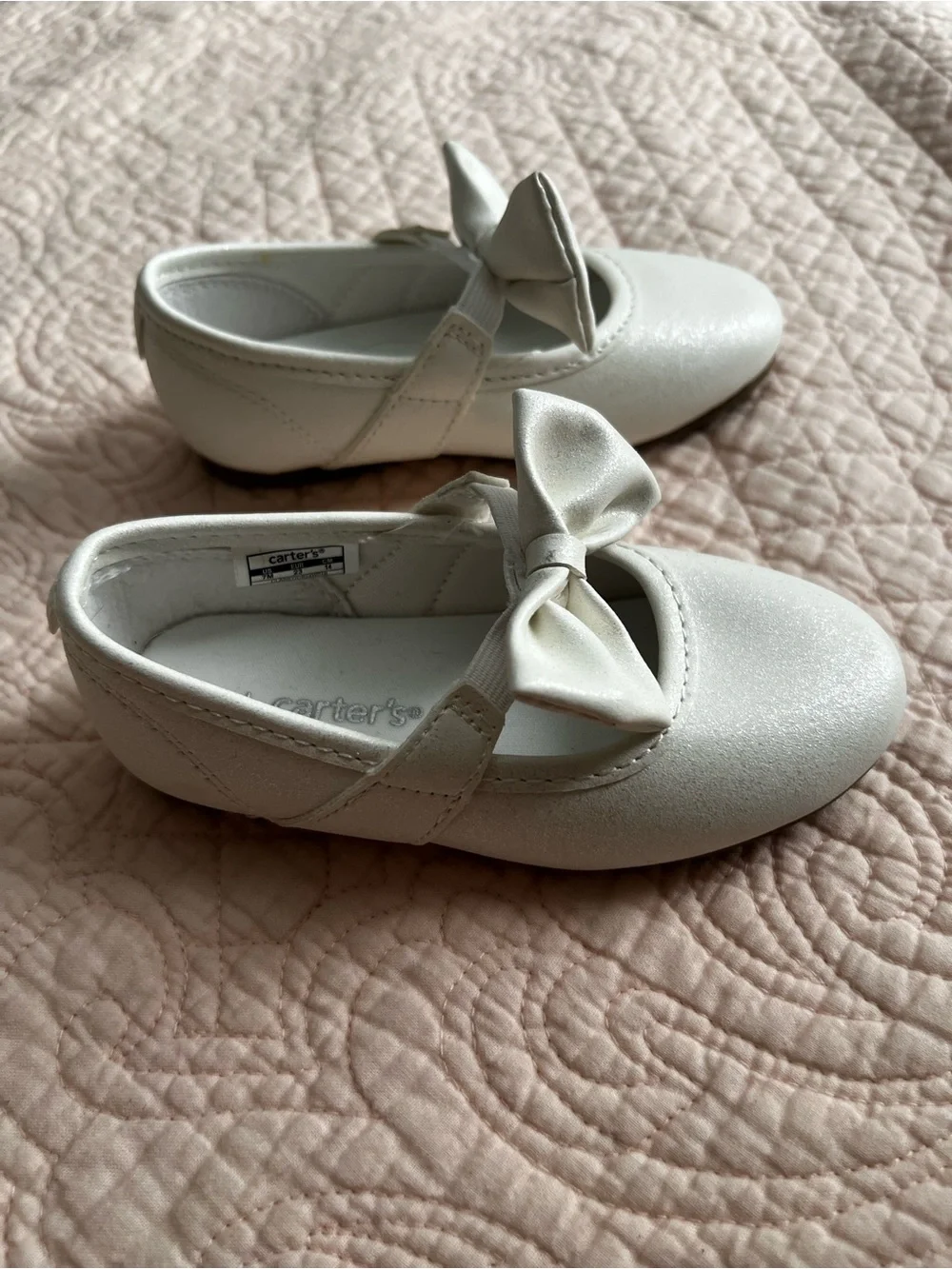 Carter's White Girls Bow Mary Jane Dress Shoes